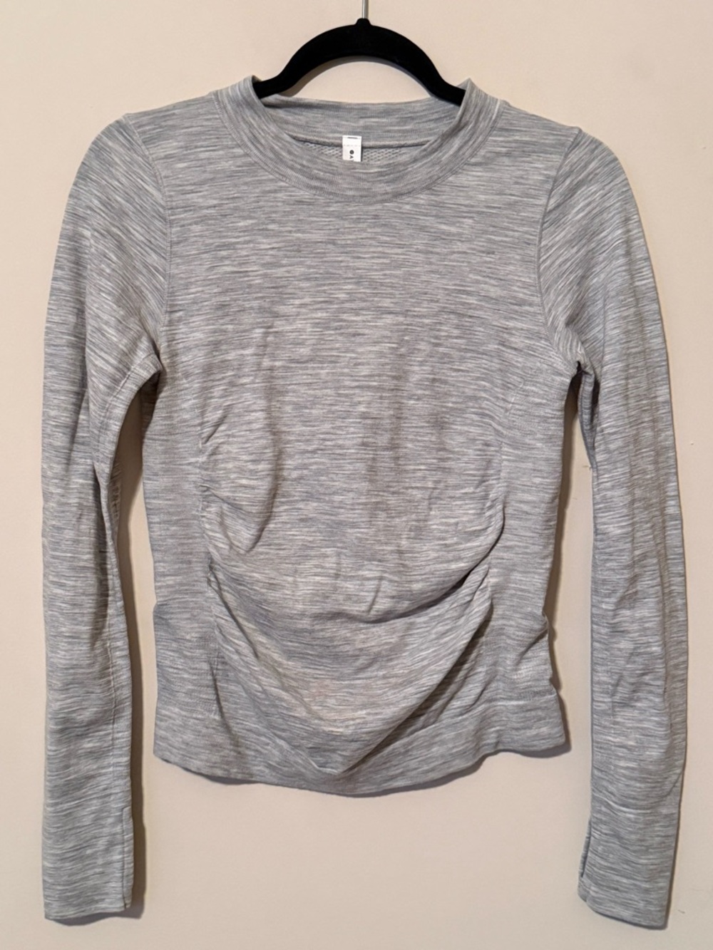 Athleta With Ease Cinch Top Gray Long Sleeve Wool Blend Size Small